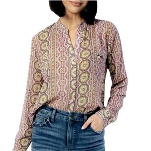 KUT From The Kloth Jasmine Albi Top sz S Striped Long Sleeve Chiffon Boho Casual